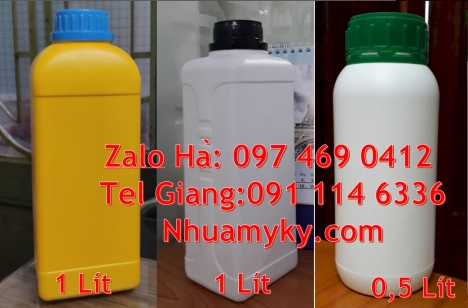 chai  500ml đựng thuốc bảo vệ thực vật. Chai nhựa 30ml 50ml đựng axit, Chai nhựa 1000ml đựng hóa chấ