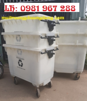 Thùng rác 660 l nhựa HDPE