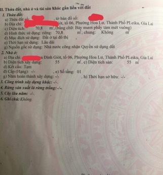 Cần tiền Bán Đất Đường Phan Đình Giót trung tâm Pleiku LH: 0343 345 799