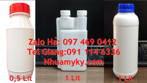 chai  500ml đựng thuốc bảo vệ thực vật. Chai nhựa 30ml 50ml đựng axit, Chai nhựa 1000ml đựng hóa chấ