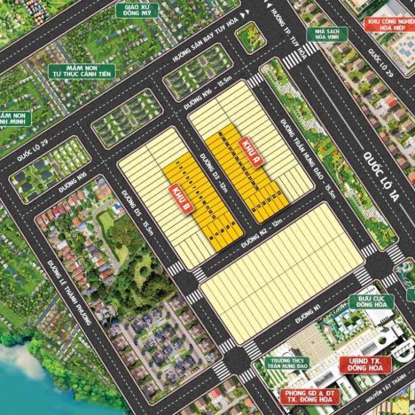Bán lô đất 140 m2 ngay trung tâm khu hành chính thị xã Đông Hoà - Phú Yên cách  sân bay 10 phút