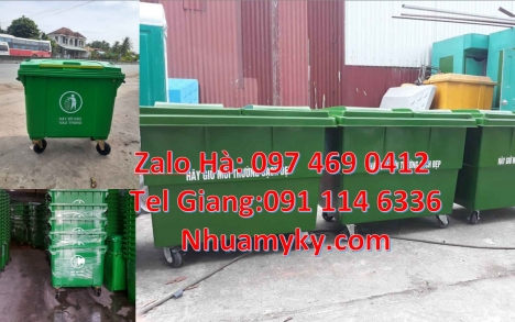 Xe chở rác 660 lít, xe chở rác 1000 lít báo giá xe đẩy rác 660 lít Xe rác 1000 lít nhựa composite,