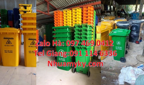 Thùng rác đạp chân 240l, thùng rác 60 lít Bán sỉ thùng rác 120l Thùng đựng rác 240l màu xanh, Thùng