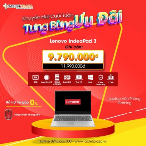Lenono Ideapad 3 giá cực khuyến mãi tại Tablet Plaza
