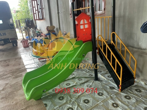 Bộ cầu trượt liên hoàn 2 máng song song dành cho bé