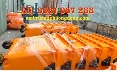Thùng rác 660 lít màu cam công cộng