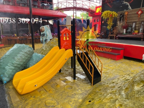 Bộ cầu trượt liên hoàn 2 máng song song dành cho bé
