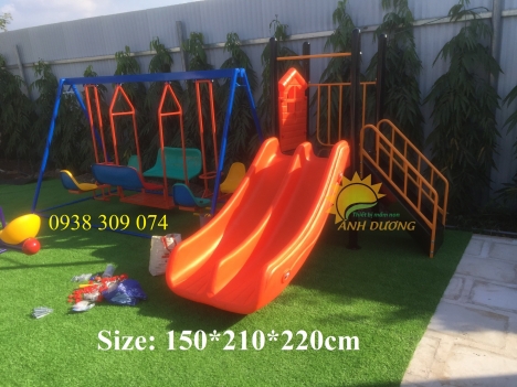 Bộ cầu trượt liên hoàn 2 máng song song dành cho bé