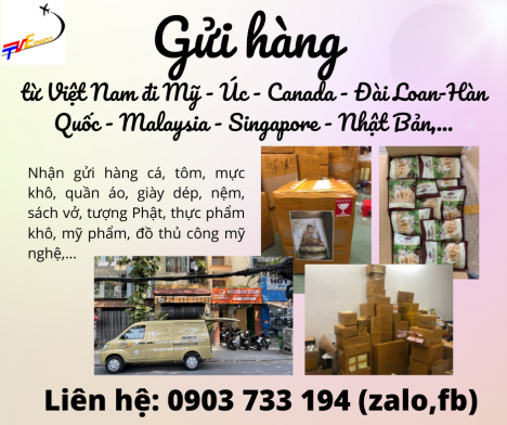 Gửi hàng thực phẩm khô đi Mỹ Úc Canada