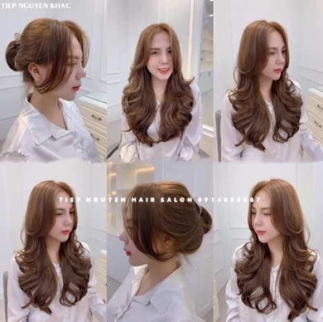 Xoăn bung layer nhẹ nhàng kết hợp màu nâu tây.  - Tiệp Nguyễn. Hair Salon