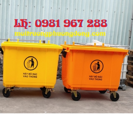 Thùng rác 660 lít màu cam công cộng