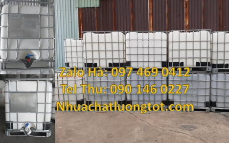 Thùng nhựa ibc 1000 Lít đựng hóa chất, Tank 1000L đựng chất phụ gia thực phẩm bồn nhựa 1000l đựng a