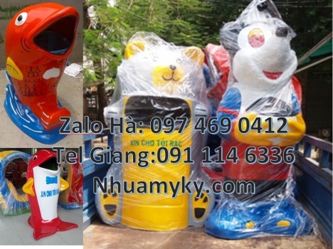 Thùng rác thú, thùng rác nhựa composite, thùng rác cá heo, thùng rác hình con vật, Thùng đựng rác, t