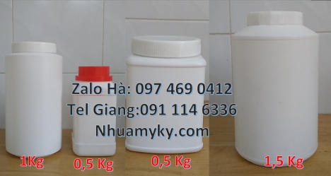 Hũ nhựa 1kg đựng thuốc thú y Hũ hóa chất. Lọ nhựa Hũ nhựa 1.5kg vuông, Hũ 1.2 lít, hũ 1kg vuông,
