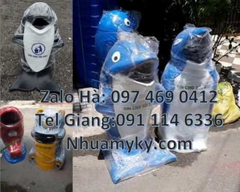 Thùng rác thú, thùng rác nhựa composite, thùng rác cá heo, thùng rác hình con vật, Thùng đựng rác, t