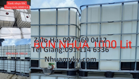 Thùng nhựa 1000 lít đựng thực phẩm, Bồn nhựa 1000 lít đựng hóa chất, bồn nhựa 1 khối nhập khẩu, bồn