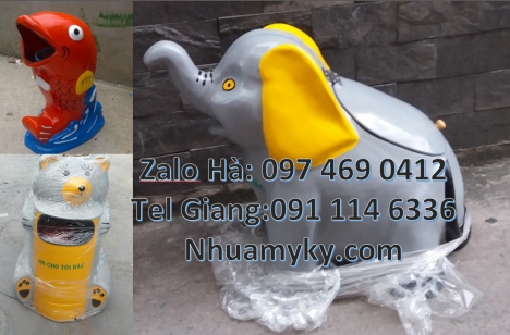 Thùng rác thú, thùng rác nhựa composite, thùng rác cá heo, thùng rác hình con vật, Thùng đựng rác, t