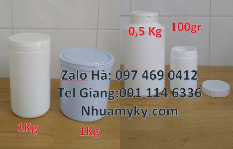 Hũ nhựa 1kg đựng thuốc thú y Hũ hóa chất. Lọ nhựa Hũ nhựa 1.5kg vuông, Hũ 1.2 lít, hũ 1kg vuông,