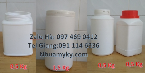 Hũ nhựa 1kg đựng thuốc thú y Hũ hóa chất. Lọ nhựa Hũ nhựa 1.5kg vuông, Hũ 1.2 lít, hũ 1kg vuông,