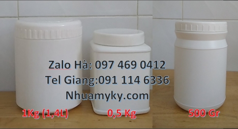 Hũ nhựa 1kg đựng thuốc thú y Hũ hóa chất. Lọ nhựa Hũ nhựa 1.5kg vuông, Hũ 1.2 lít, hũ 1kg vuông,