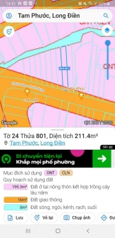 Bán lô đất MẶT TIỀN đường 16 Tam Phước, Long Điền. Đường nhựa rộng 10m
DT: 211,4 m2 ngang 5,3m