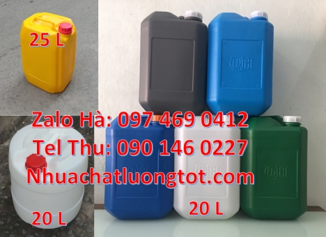 can 20 lít tròn đựng nước khoáng, can 30l đựng hóa chất can 10l dẹp đựng axit, Can 25l đựng phân bó