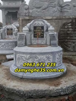 Mẫu mộ tròn bằng đá đẹp chuẩn phong thuỷ bán tại Yên Bái