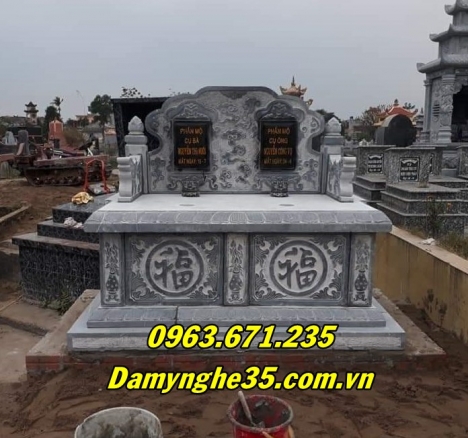 Mẫu mộ đôi bằng đá chuẩn kích thước phong thuỷ bán tại Hà Giang