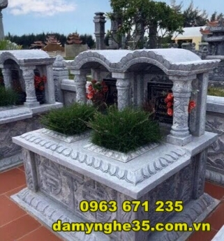 Mẫu mộ đôi bằng đá chuẩn kích thước phong thuỷ bán tại Hà Giang