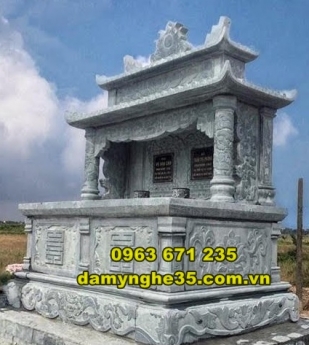 Mẫu mộ đá đôi đẹp chạm khắc hoa văn tinh tế bán tại Cao Bằng