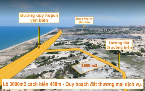 Chính chủ cần bán đất thương mại dịch vụ gần 3700m2 tại Hồng Thái, Bắc Bình, Bình Thuận