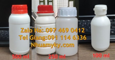 Chai nhựa 50ml đựng thuốc trừ sâu. Chai nhựa 1000ml đựng mật ong. Chai 500ml miệng nhỏ, Chai nhựa 30