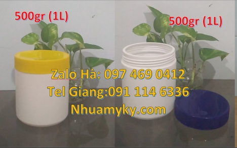 Hũ nhựa 1kg đựng axit, hủ nhựa 500gr vặn 2 ngấn, Hủ nhựa 500gr vặn tròn, Hủ nhựa 500gr. Hủ nhựa 2kg
