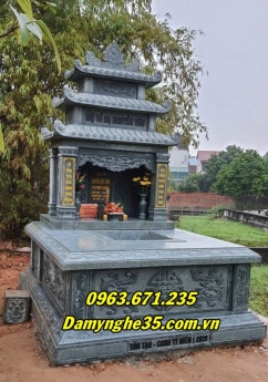 Mẫu mộ đá đôi đẹp chạm khắc hoa văn tinh tế bán tại Cao Bằng