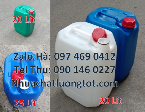 can 20l vuông xanh, can 25l xanh Bán Can 20 lít đựng hóa chất can 20l giá rẻ, can 25l trắng, can nh