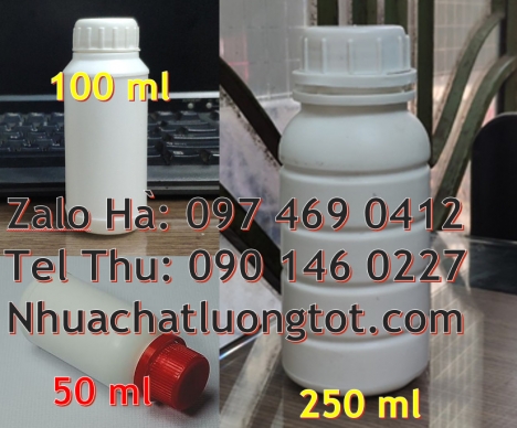 Chai 500ml miệng nhỏ, chai nhựa, chai 250 ml đựng thuốc thú y Chai 30ml cao cấp, Chai nhựa tròn, Cha