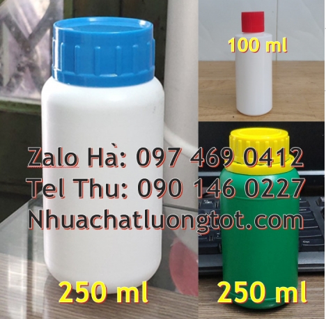 Chai 500ml miệng nhỏ, chai nhựa, chai 250 ml đựng thuốc thú y Chai 30ml cao cấp, Chai nhựa tròn, Cha