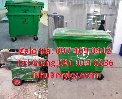 Xe chở rác 660 lít, xe chở rác 1000 lít, Xe rác bánh đúc, Xe thu gom rác 660l 1000l 3 bánh đúc, Cung