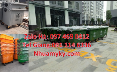 Xe chở rác 660 lít, xe chở rác 1000 lít, Xe rác bánh đúc, Xe thu gom rác 660l 1000l 3 bánh đúc, Cung