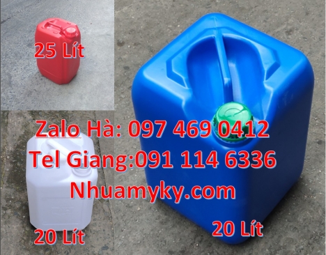Can dẹp 30l đựng sữa tươi, Can nhựa 25 lít đựng nông dược. Can 10 đựng axit. Can 18l tròn đựng café,
