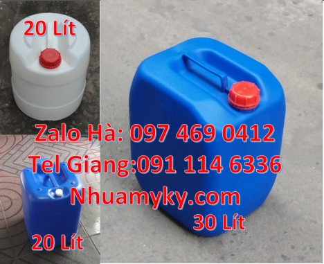 Can dẹp 30l đựng sữa tươi, Can nhựa 25 lít đựng nông dược. Can 10 đựng axit. Can 18l tròn đựng café,