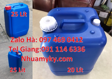 Can dẹp 30l đựng sữa tươi, Can nhựa 25 lít đựng nông dược. Can 10 đựng axit. Can 18l tròn đựng café,