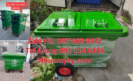 Xe chở rác 660 lít, xe chở rác 1000 lít, Xe rác bánh đúc, Xe thu gom rác 660l 1000l 3 bánh đúc, Cung
