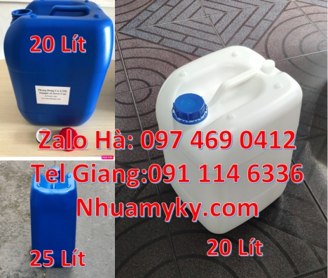 Can dẹp 30l đựng sữa tươi, Can nhựa 25 lít đựng nông dược. Can 10 đựng axit. Can 18l tròn đựng café,