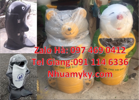 Thùng rác thú, thùng rác nhựa composite, thùng rác cá heo, thùng rác hình con vật, Thùng đựng rác, T