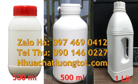 chai 500m chia vạch, bình nhựa 0.5 lít, Chai 50ml trắng sữa, Chai 500ml miệng nhỏ, Chai nhựa 30ml đự