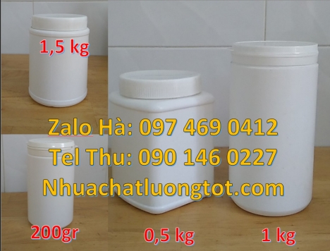hũ 500gr nắp nhỏ, hũ 600ml trắng đục, Hũ nhựa 100gr đựng thuốc sâu, hũ 200gr đựng nông dược, hũ 250g