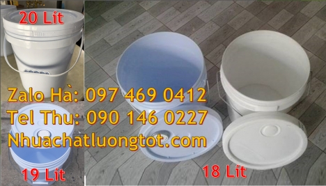 Xô nhựa giá rẻ, thùng nhựa vỏ thùng đựng sơn nước Vỏ thùng 20 lít quai sắt, Xô nhựa nắp rót