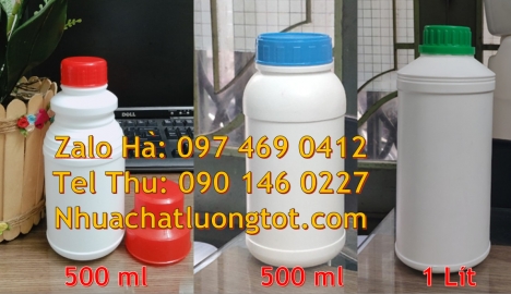 chai 500m chia vạch, bình nhựa 0.5 lít, Chai 50ml trắng sữa, Chai 500ml miệng nhỏ, Chai nhựa 30ml đự
