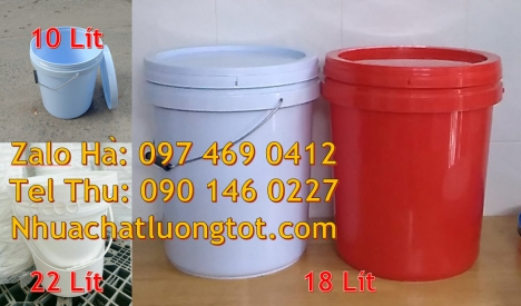 Xô nhựa giá rẻ, thùng nhựa vỏ thùng đựng sơn nước Vỏ thùng 20 lít quai sắt, Xô nhựa nắp rót